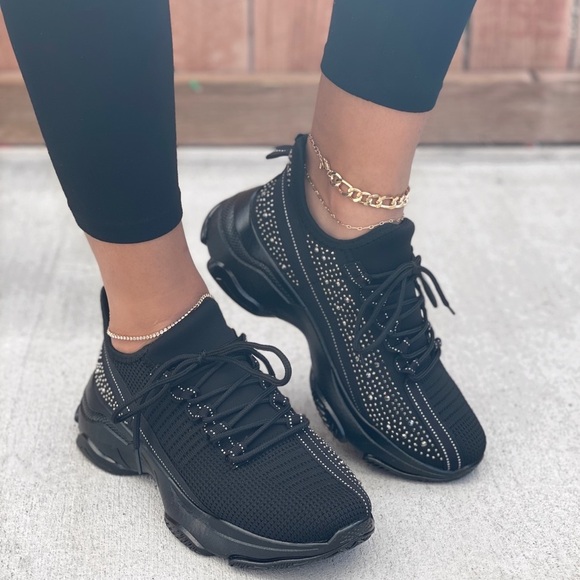 Black Glitzy Rhinestone Embellished FlyKnit - Picture 2 of 10